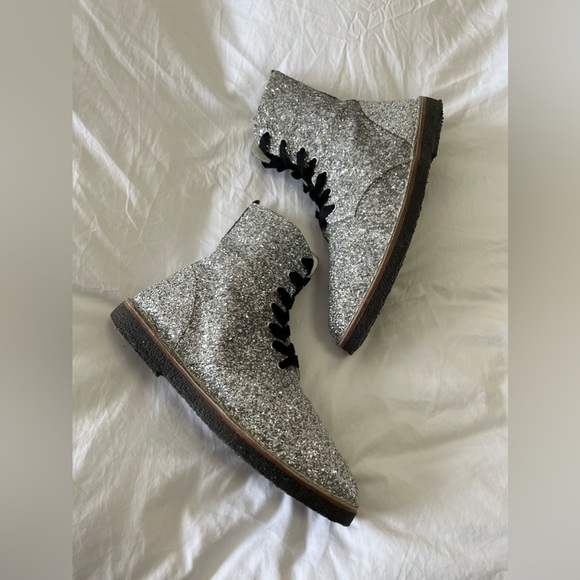 Golden Goose Glittered Leather Ankle Sneaker Boots | Hi Tops | Size 40 (US 10) - Picture 7 of 12